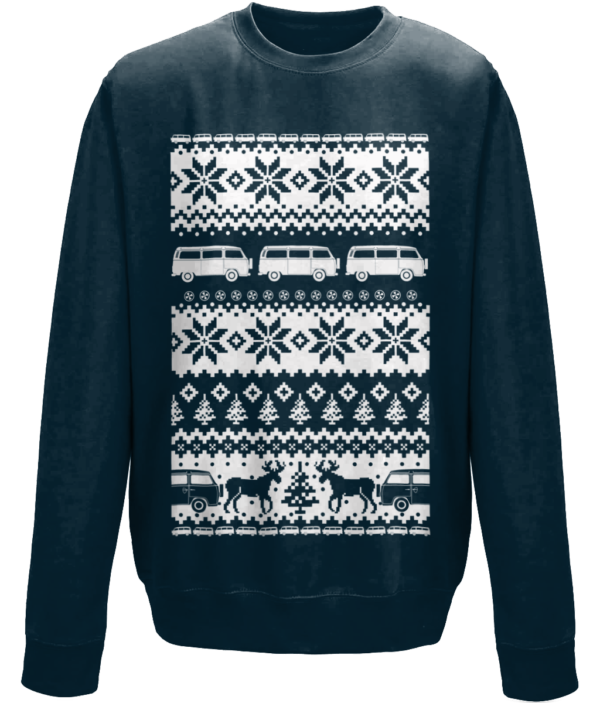 VW Camper Bay Window Christmas Jumper - new french navy